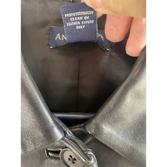 Ann Taylor Jacket Coat 100% Leather Button-up Collard Pockets Chic Women's S - Picture 5 of 10